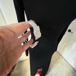 Clear rhinestone silver tone bracelet